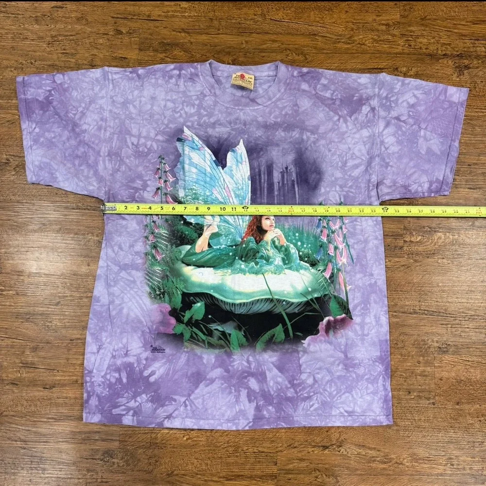 VTG Y2K The Mountain Purple Tie Dye Wood Butterfly Pixie Fairy T Shirt Men's 2XL
